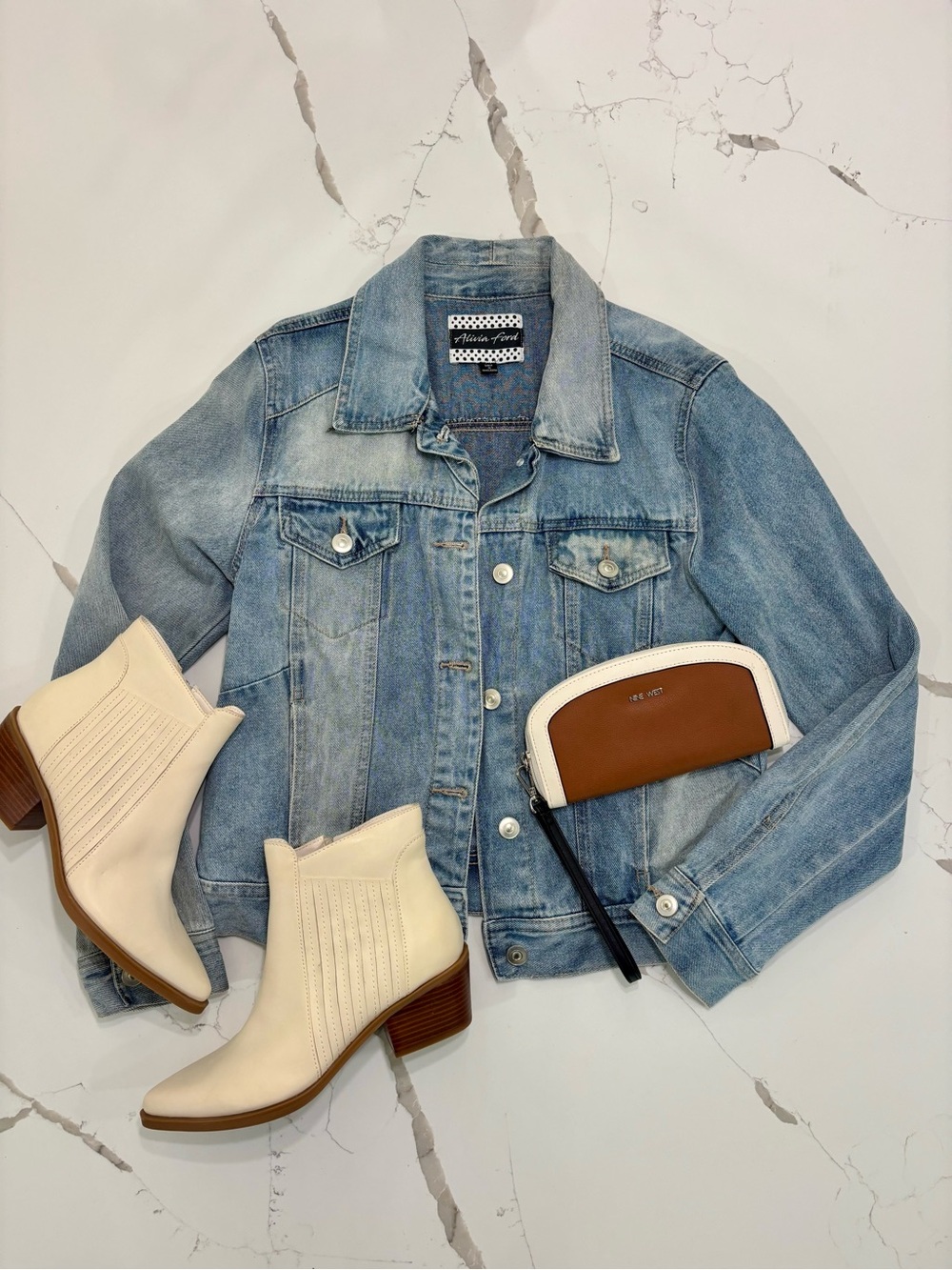 Alvia Ford Light Wash Blue Denim Trucker Jacket